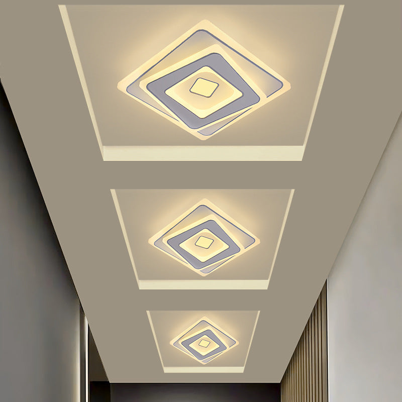 Modern Minimalist Square Iron Acrylic LED Flush Mount Ceiling Light For Bedroom
