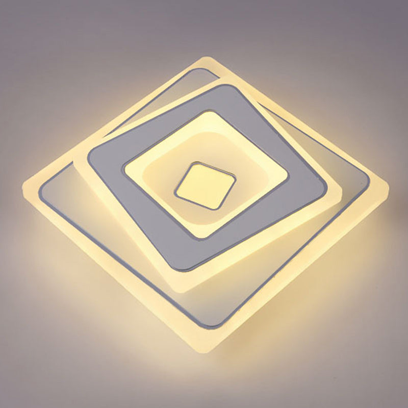Modern Minimalist Square Iron Acrylic LED Flush Mount Ceiling Light For Bedroom