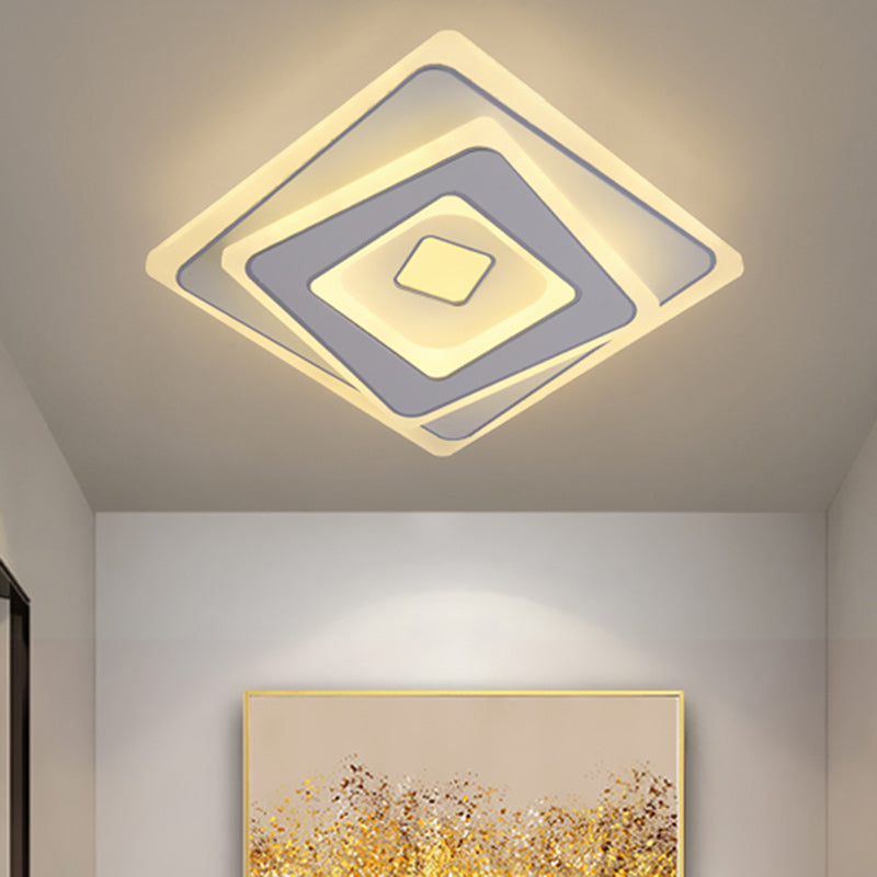 Modern Minimalist Square Iron Acrylic LED Flush Mount Ceiling Light For Bedroom