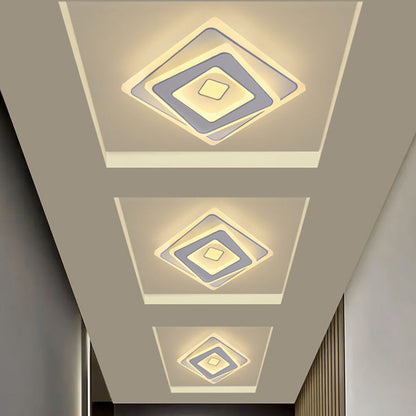Modern Minimalist Square Iron Acrylic LED Flush Mount Ceiling Light For Bedroom