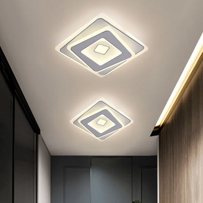 Modern Minimalist Square Iron Acrylic LED Flush Mount Ceiling Light For Bedroom