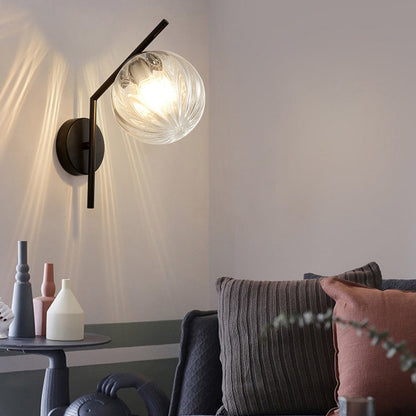 Traditional European Sphere Iron Glass 1-Light Wall Sconce Lamp For Bedroom