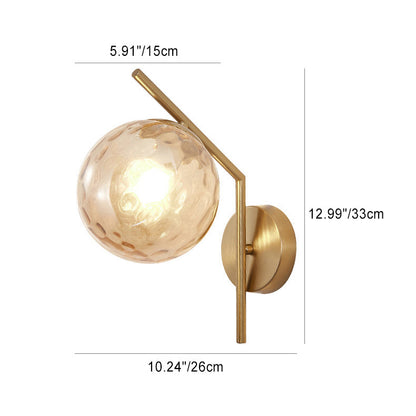 Traditional European Sphere Iron Glass 1-Light Wall Sconce Lamp For Bedroom