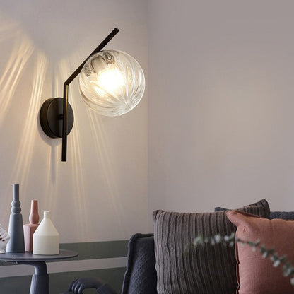 Traditional European Sphere Iron Glass 1-Light Wall Sconce Lamp For Bedroom