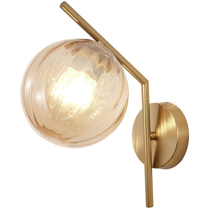 Traditional European Sphere Iron Glass 1-Light Wall Sconce Lamp For Bedroom
