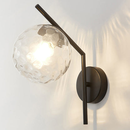 Traditional European Sphere Iron Glass 1-Light Wall Sconce Lamp For Bedroom