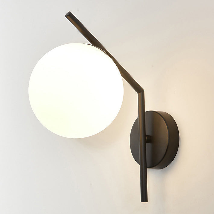 Traditional European Sphere Iron Glass 1-Light Wall Sconce Lamp For Bedroom