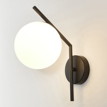 Traditional European Sphere Iron Glass 1-Light Wall Sconce Lamp For Bedroom