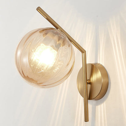 Traditional European Sphere Iron Glass 1-Light Wall Sconce Lamp For Bedroom