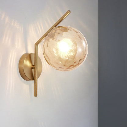Traditional European Sphere Iron Glass 1-Light Wall Sconce Lamp For Bedroom