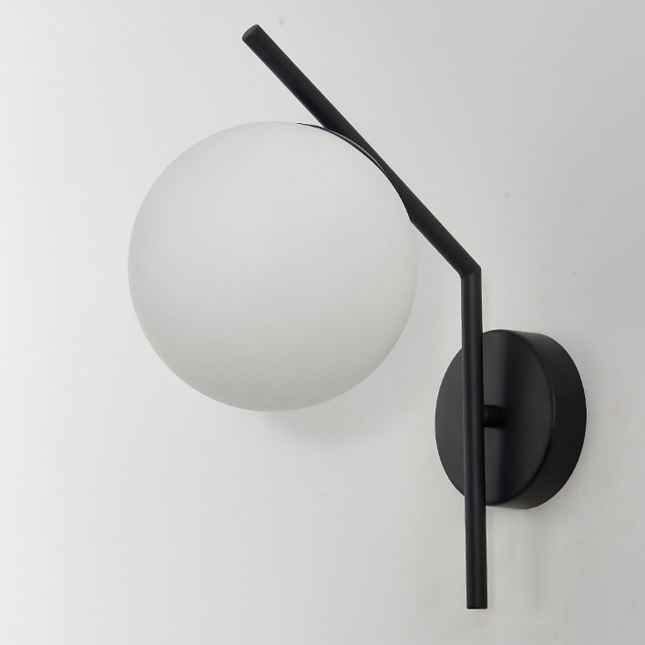 Traditional European Sphere Iron Glass 1-Light Wall Sconce Lamp For Bedroom