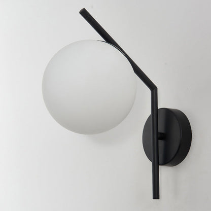 Traditional European Sphere Iron Glass 1-Light Wall Sconce Lamp For Bedroom