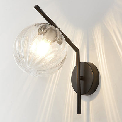 Traditional European Sphere Iron Glass 1-Light Wall Sconce Lamp For Bedroom