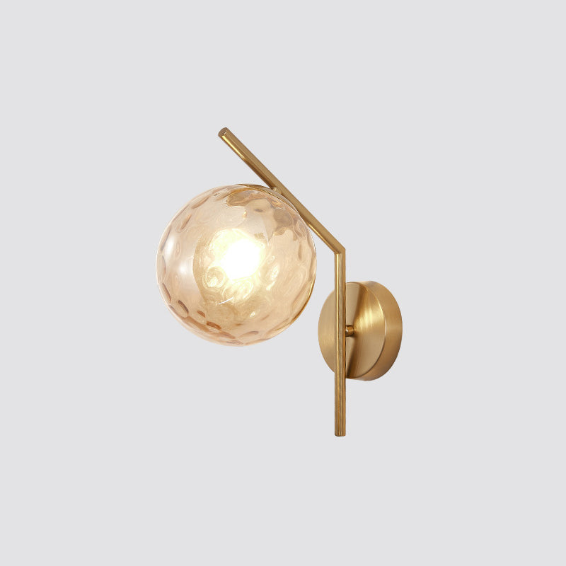 Traditional European Sphere Iron Glass 1-Light Wall Sconce Lamp For Bedroom
