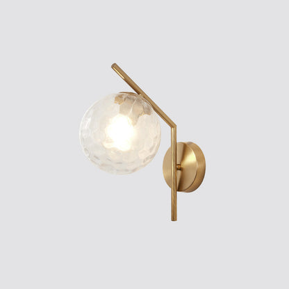 Traditional European Sphere Iron Glass 1-Light Wall Sconce Lamp For Bedroom