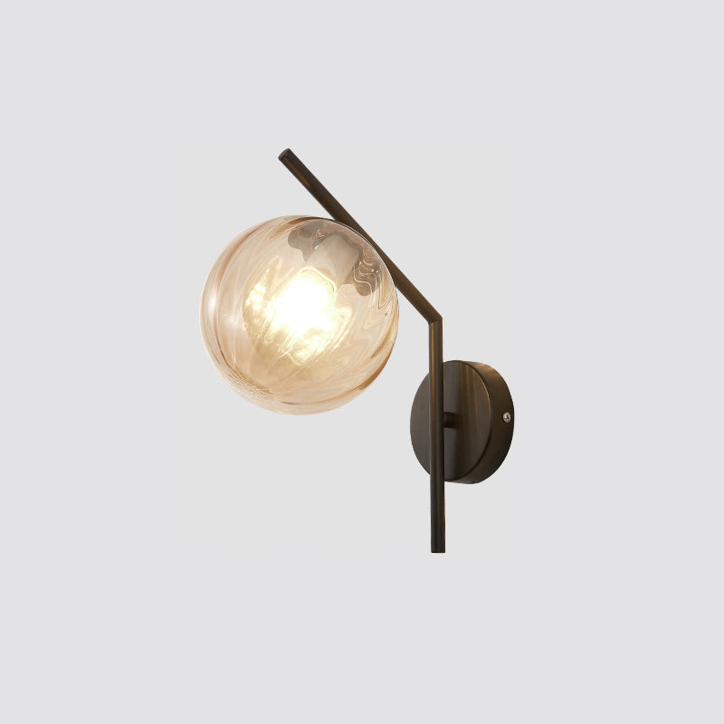 Traditional European Sphere Iron Glass 1-Light Wall Sconce Lamp For Bedroom