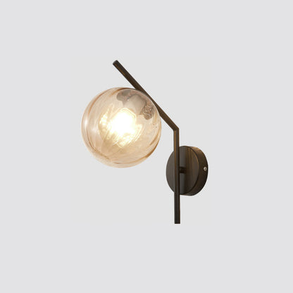 Traditional European Sphere Iron Glass 1-Light Wall Sconce Lamp For Bedroom