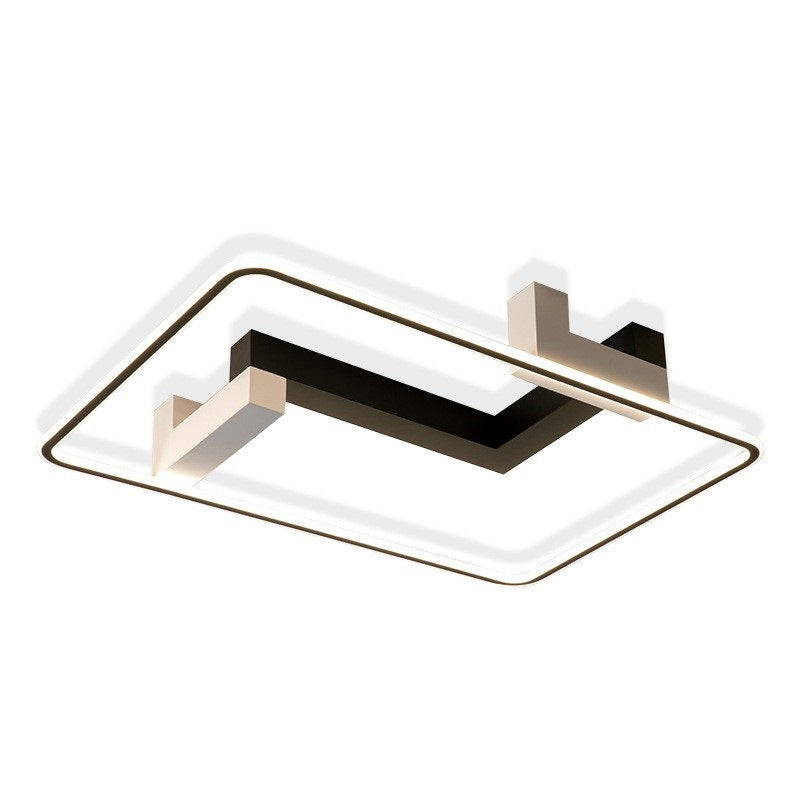 Contemporary Creative Rectangular Acrylic Iron Aluminum LED Semi-Flush Mount Ceiling Light For Living Room