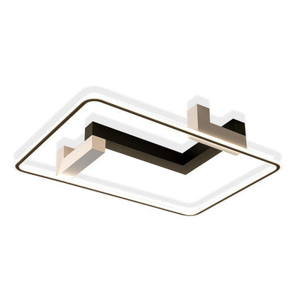 Contemporary Creative Rectangular Acrylic Iron Aluminum LED Semi-Flush Mount Ceiling Light For Living Room