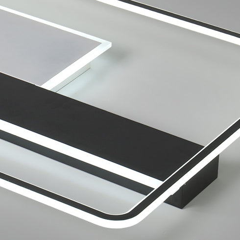 Contemporary Creative Rectangular Acrylic Iron Aluminum LED Semi-Flush Mount Ceiling Light For Living Room