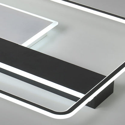 Contemporary Creative Rectangular Acrylic Iron Aluminum LED Semi-Flush Mount Ceiling Light For Living Room