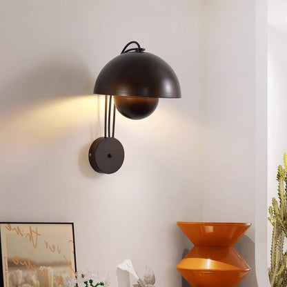 Traditional Rustic Dome Iron 1-Light Wall Sconce Lamp For Bedroom