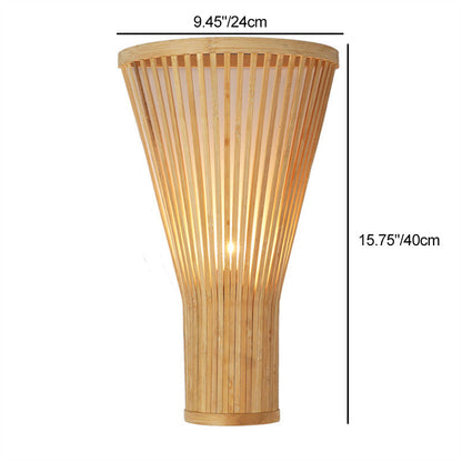 Traditional Chinese Trapezoid Bamboo 1-Light Wall Sconce Lamp For Bedroom