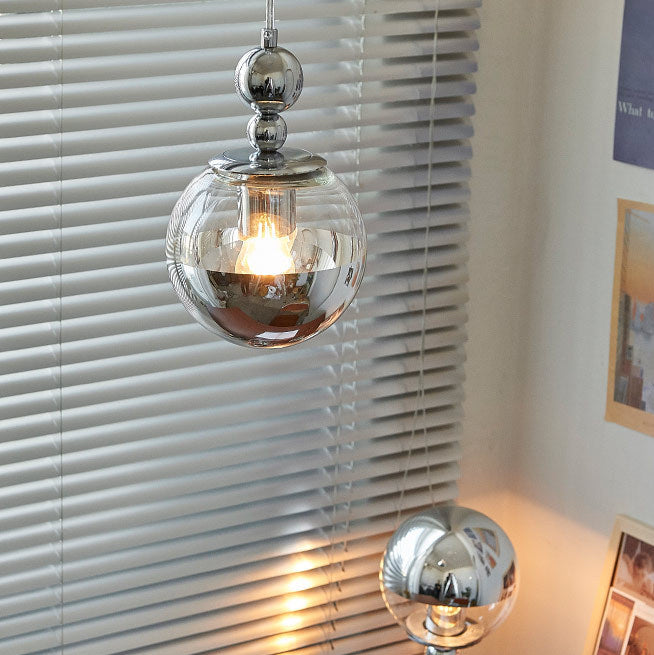 Contemporary Scandinavian Globe Metal Glass 1-Light Pendant Light For Bedroom