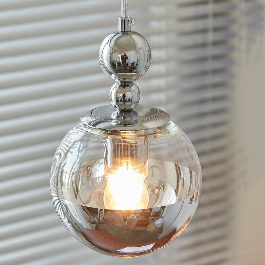 Contemporary Scandinavian Globe Metal Glass 1-Light Pendant Light For Bedroom