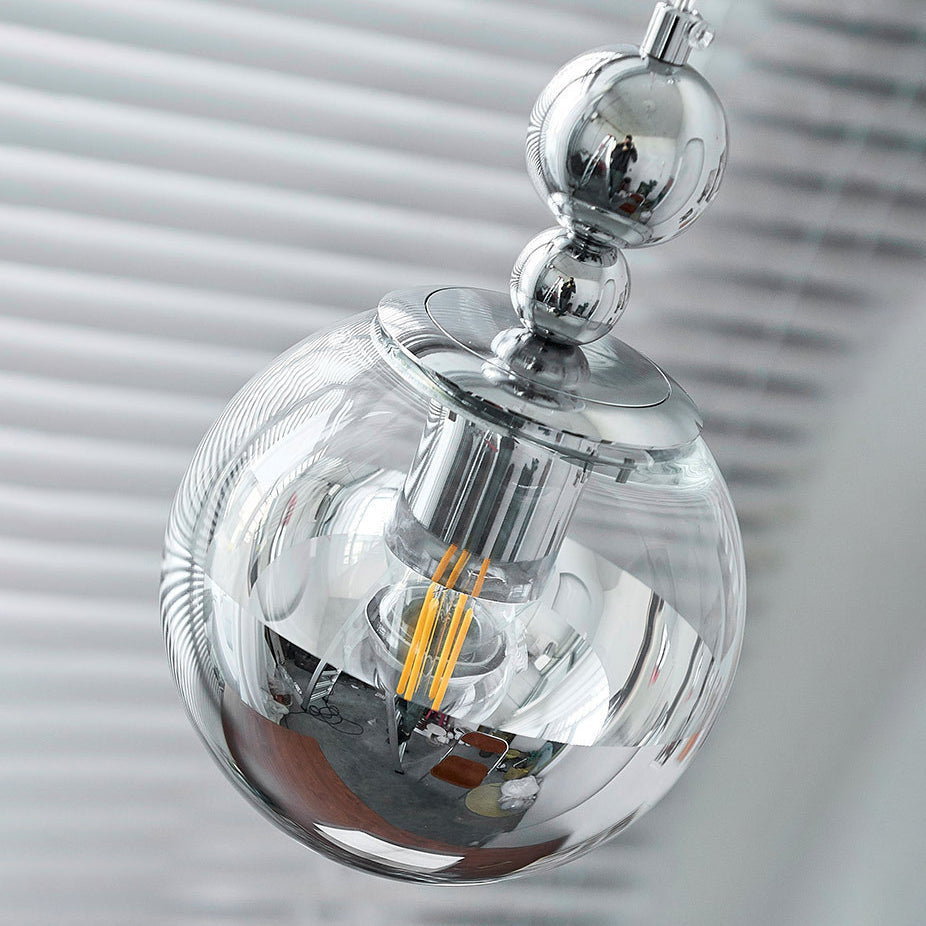 Contemporary Scandinavian Globe Metal Glass 1-Light Pendant Light For Bedroom