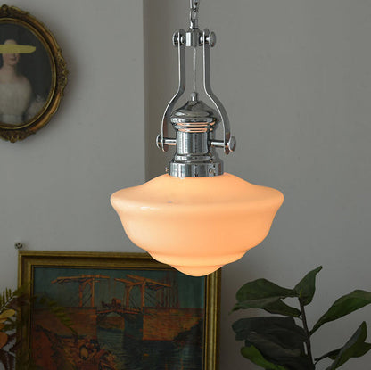Modern Mid-Century Cone Iron Glass 1-Light Pendant Light For Living Room