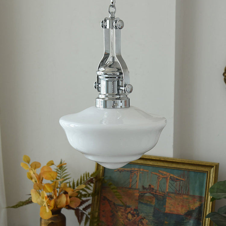 Modern Mid-Century Cone Iron Glass 1-Light Pendant Light For Living Room
