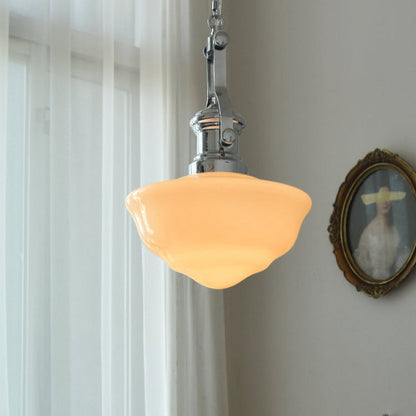 Modern Mid-Century Cone Iron Glass 1-Light Pendant Light For Living Room