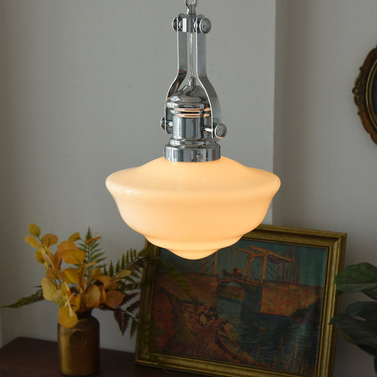 Modern Mid-Century Cone Iron Glass 1-Light Pendant Light For Living Room