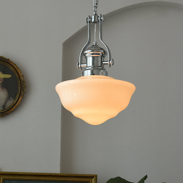 Modern Mid-Century Cone Iron Glass 1-Light Pendant Light For Living Room