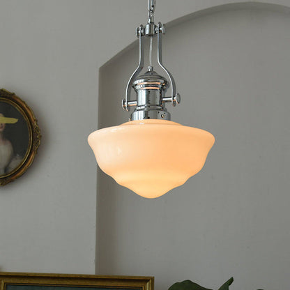 Modern Mid-Century Cone Iron Glass 1-Light Pendant Light For Living Room