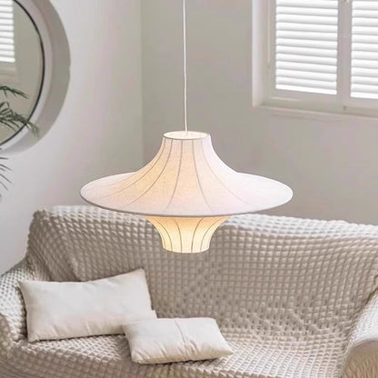 Traditional Japanese Flying Saucer Iron Silk 2/3 Light Pendant Light For Living Room