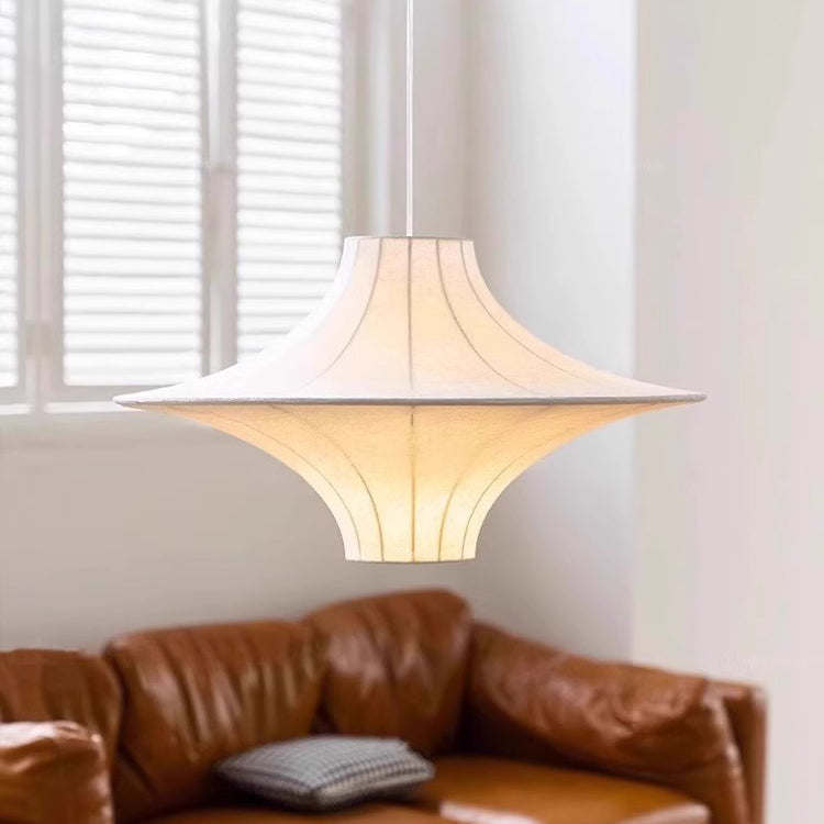 Traditional Japanese Flying Saucer Iron Silk 2/3 Light Pendant Light For Living Room