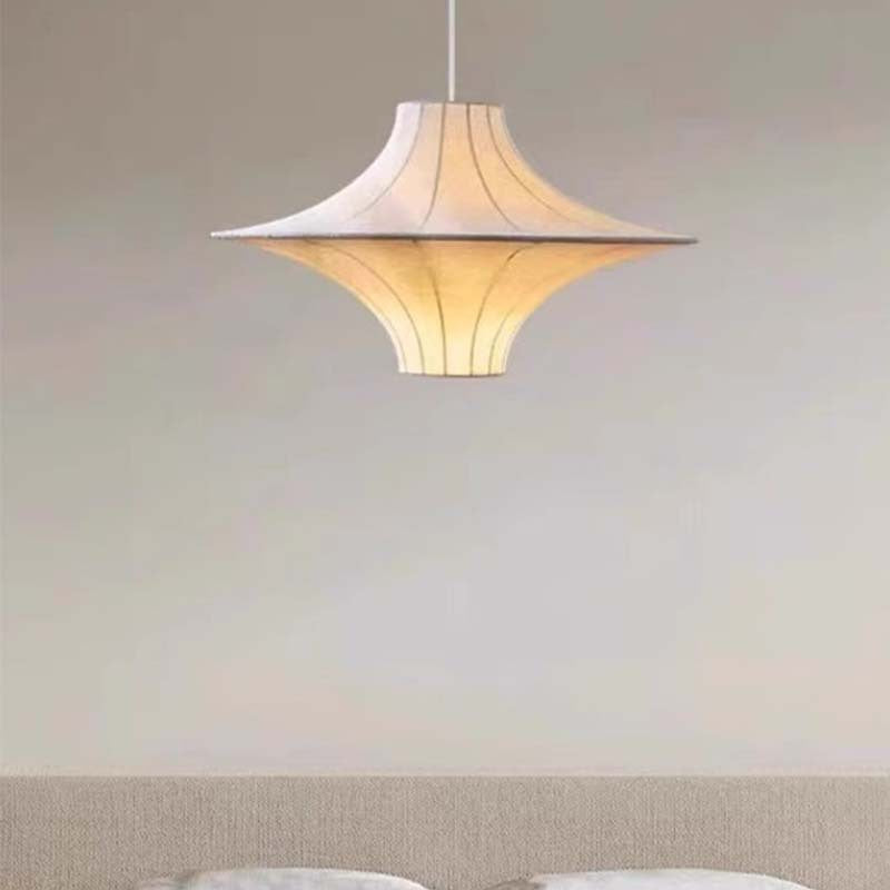 Traditional Japanese Flying Saucer Iron Silk 2/3 Light Pendant Light For Living Room