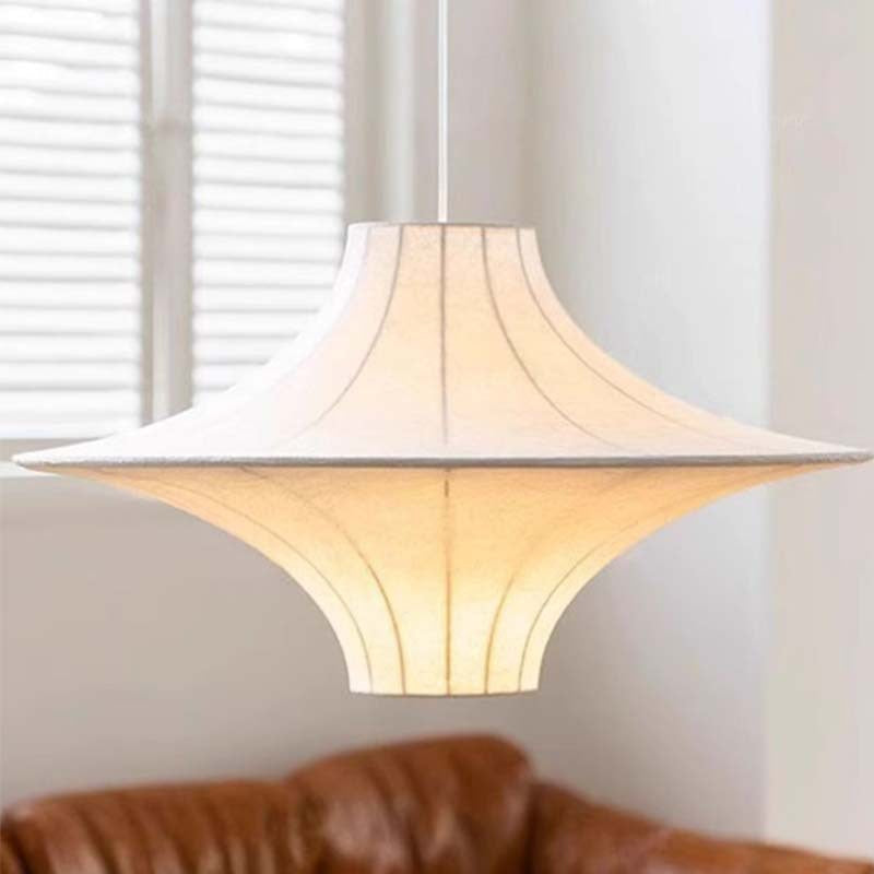 Traditional Japanese Flying Saucer Iron Silk 2/3 Light Pendant Light For Living Room