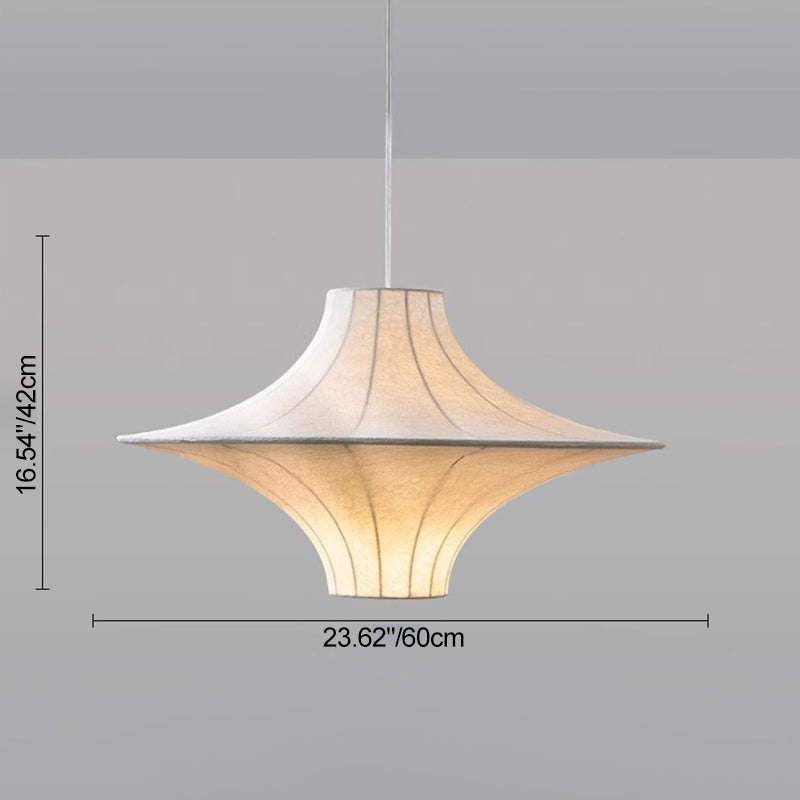 Traditional Japanese Flying Saucer Iron Silk 2/3 Light Pendant Light For Living Room