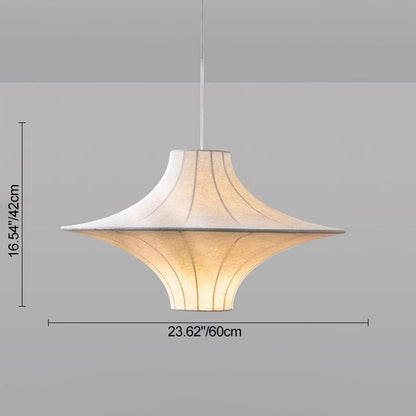 Traditional Japanese Flying Saucer Iron Silk 2/3 Light Pendant Light For Living Room