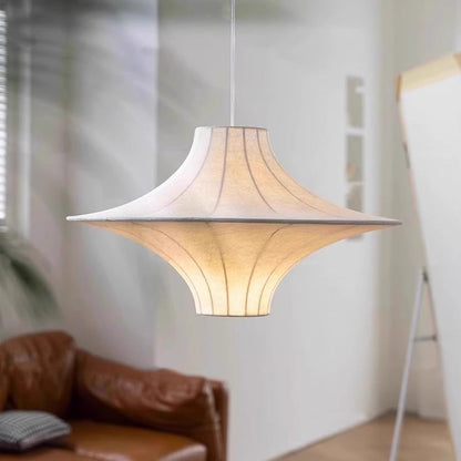 Traditional Japanese Flying Saucer Iron Silk 2/3 Light Pendant Light For Living Room