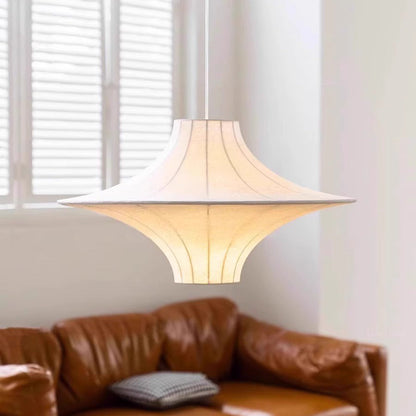 Traditional Japanese Flying Saucer Iron Silk 2/3 Light Pendant Light For Living Room