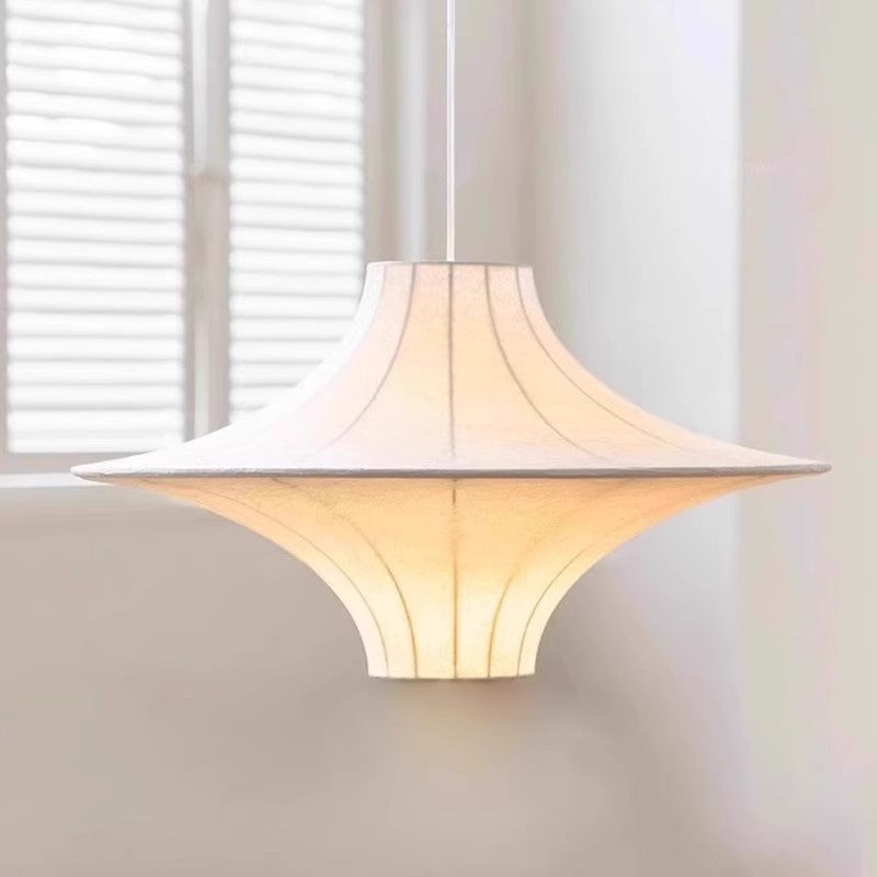 Traditional Japanese Flying Saucer Iron Silk 2/3 Light Pendant Light For Living Room