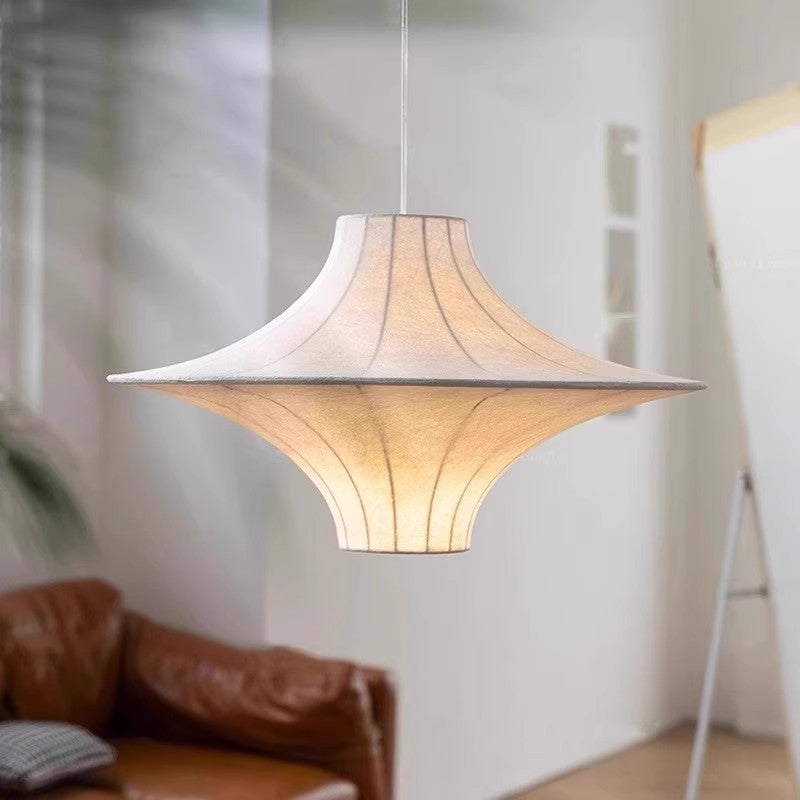 Traditional Japanese Flying Saucer Iron Silk 2/3 Light Pendant Light For Living Room
