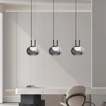 Contemporary Scandinavian Globe Iron Glass LED Chandelier Island Light For Living Room
