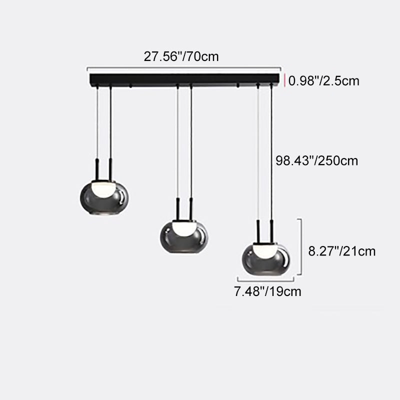 Contemporary Scandinavian Globe Iron Glass LED Chandelier Island Light For Living Room