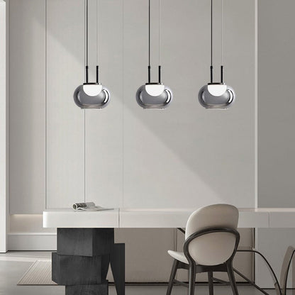 Contemporary Scandinavian Globe Iron Glass LED Chandelier Island Light For Living Room