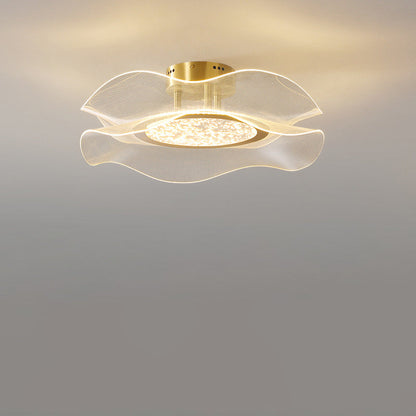 Modern Luxury Flower Metal Aluminum Acrylic LED Semi-Flush Mount Ceiling Light For Bedroom